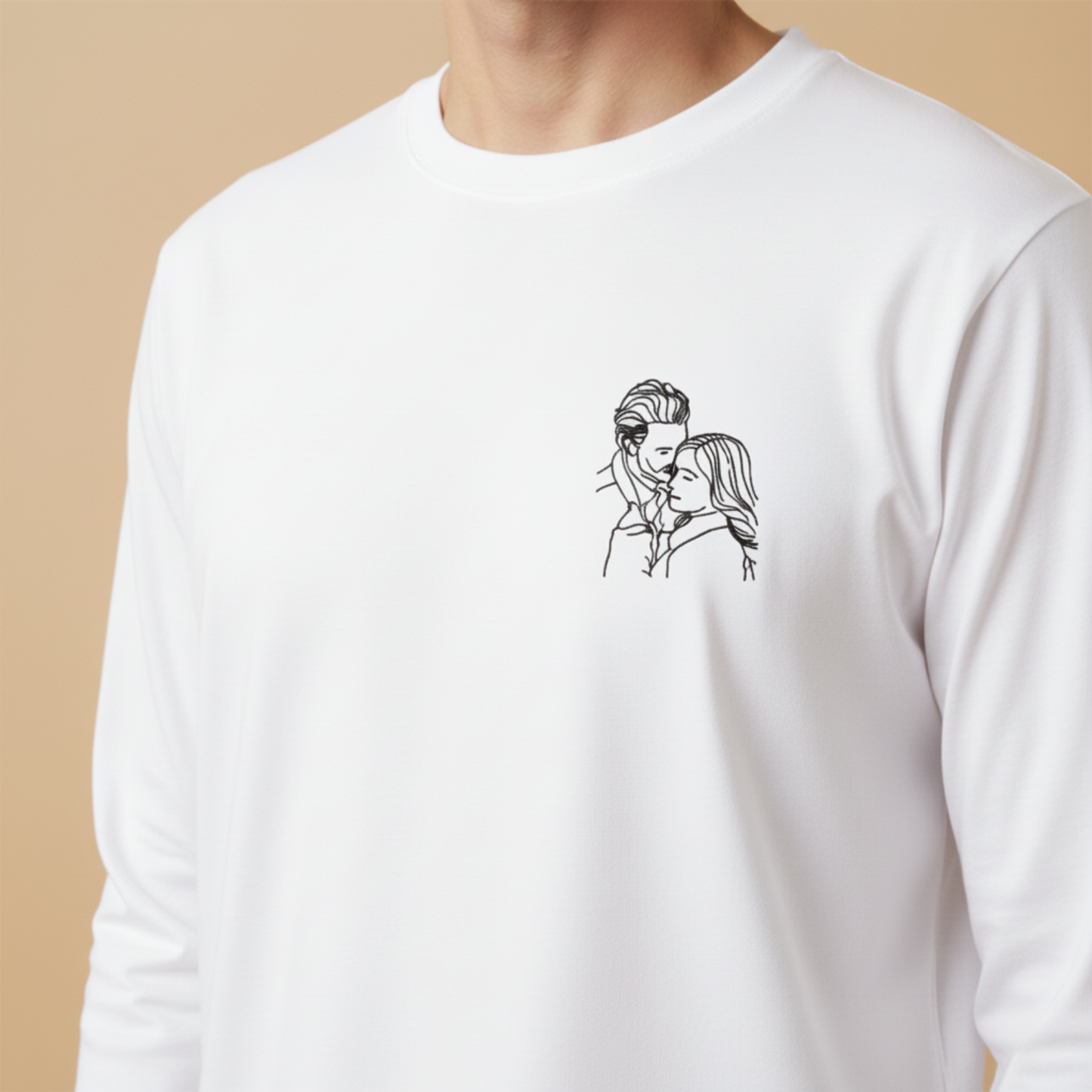 T-shirt à manche longue brodé avec votre photo