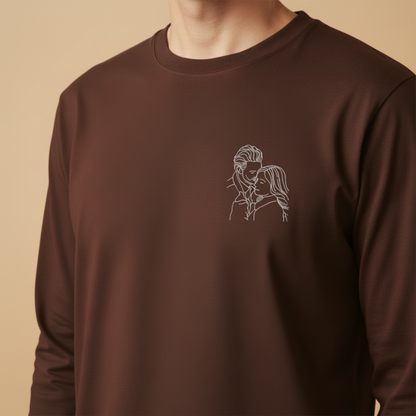 T-shirt à manche longue brodé avec votre photo