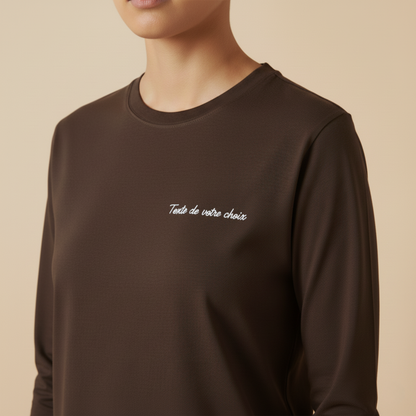 T-shirt à manche longue avec inscription brodée