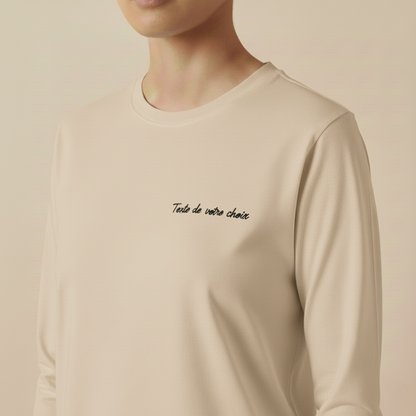 T-shirt à manche longue avec inscription brodée
