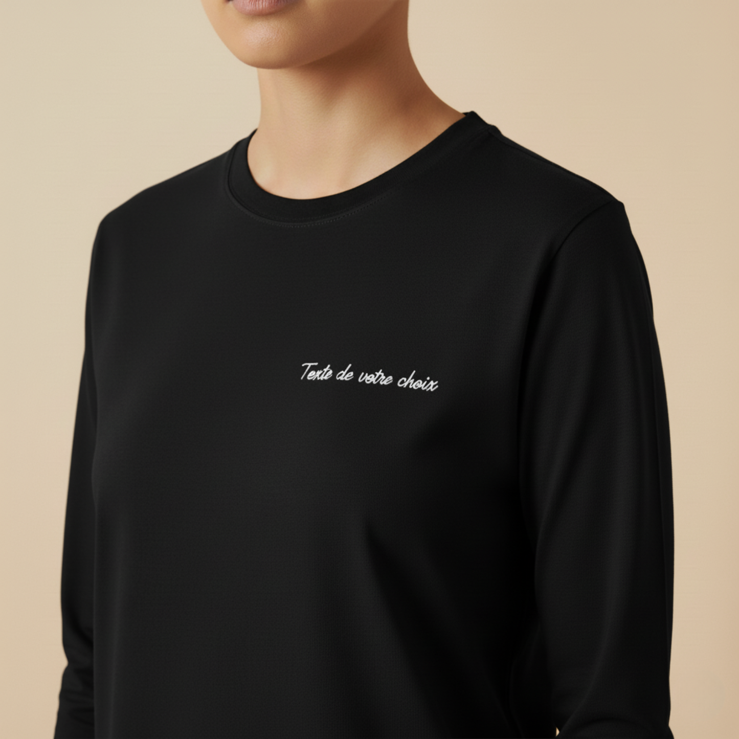 T-shirt à manche longue avec inscription brodée