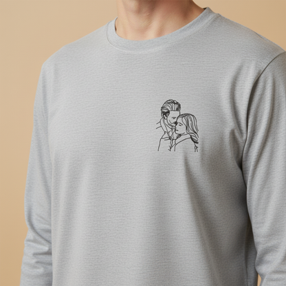 T-shirt à manche longue brodé avec votre photo