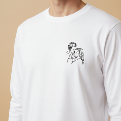 T-shirt à manche longue brodé avec votre photo