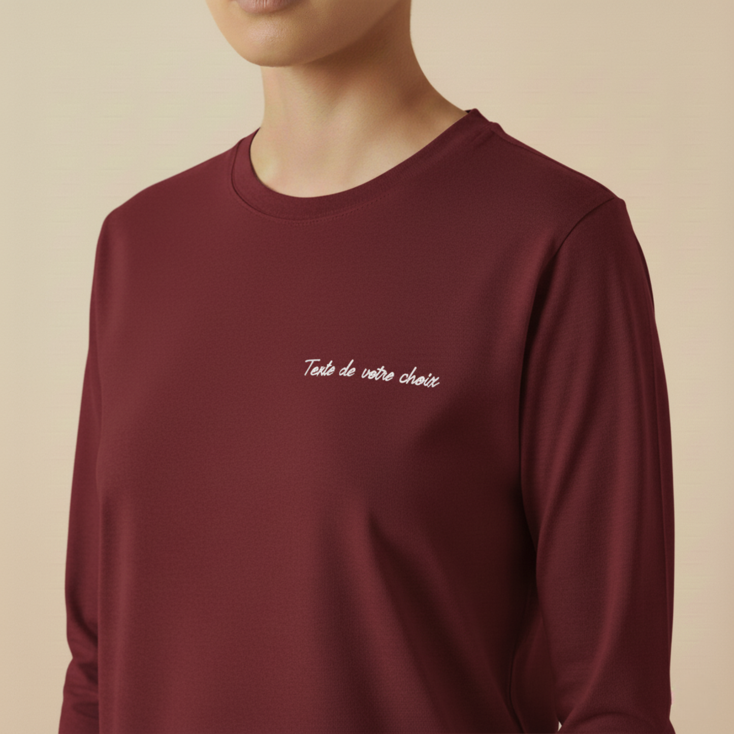 T-shirt à manche longue avec inscription brodée
