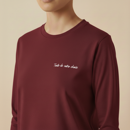T-shirt à manche longue avec inscription brodée