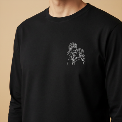 T-shirt à manche longue brodé avec votre photo