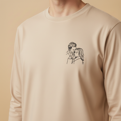 T-shirt à manche longue brodé avec votre photo