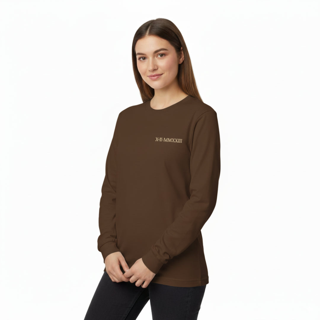 T-shirt à manche longue avec inscription brodée