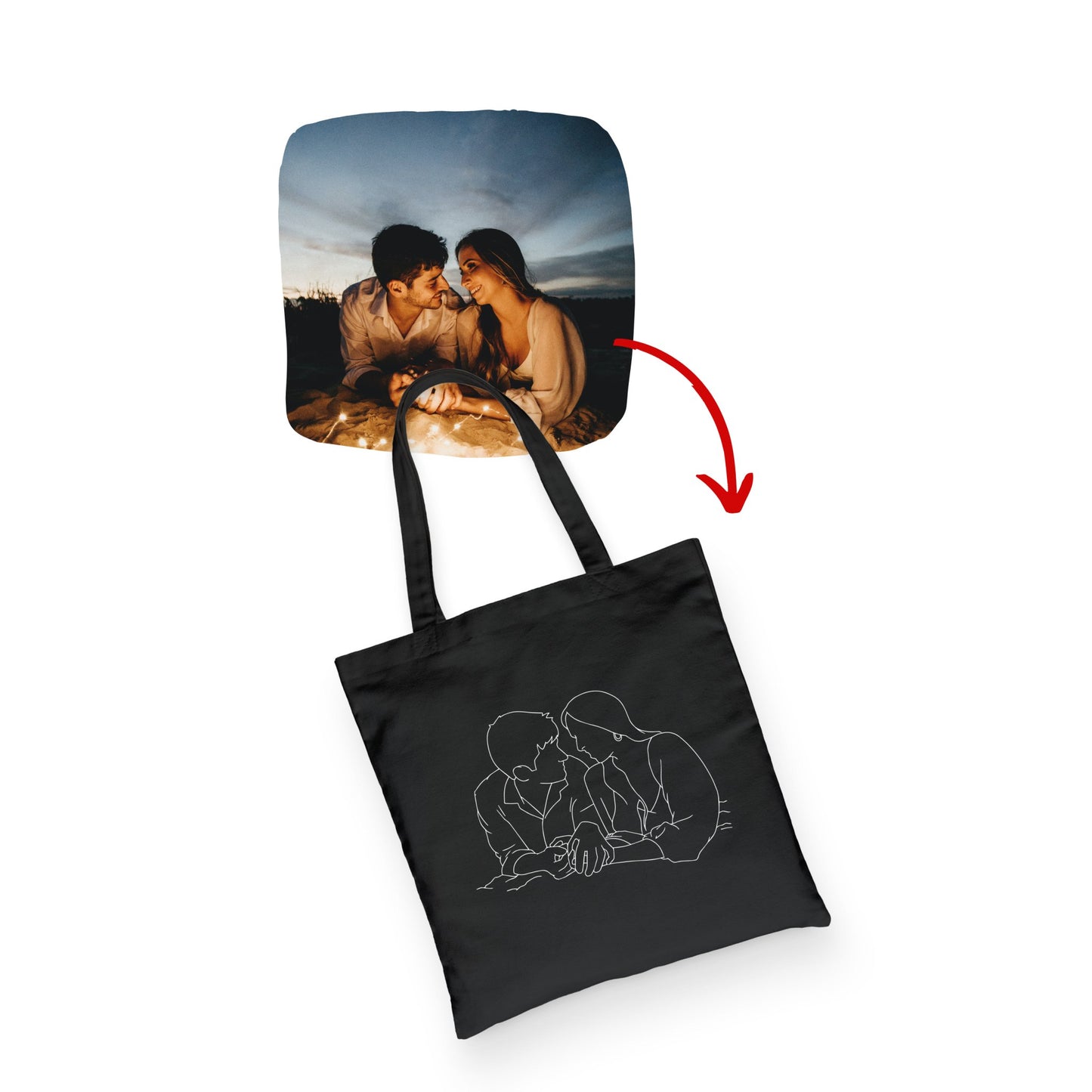 Tote bag avec votre photo dessinée - Indigo Print